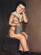 Beardsley Limner Little Boy in a Windsor Chair oil on canvas